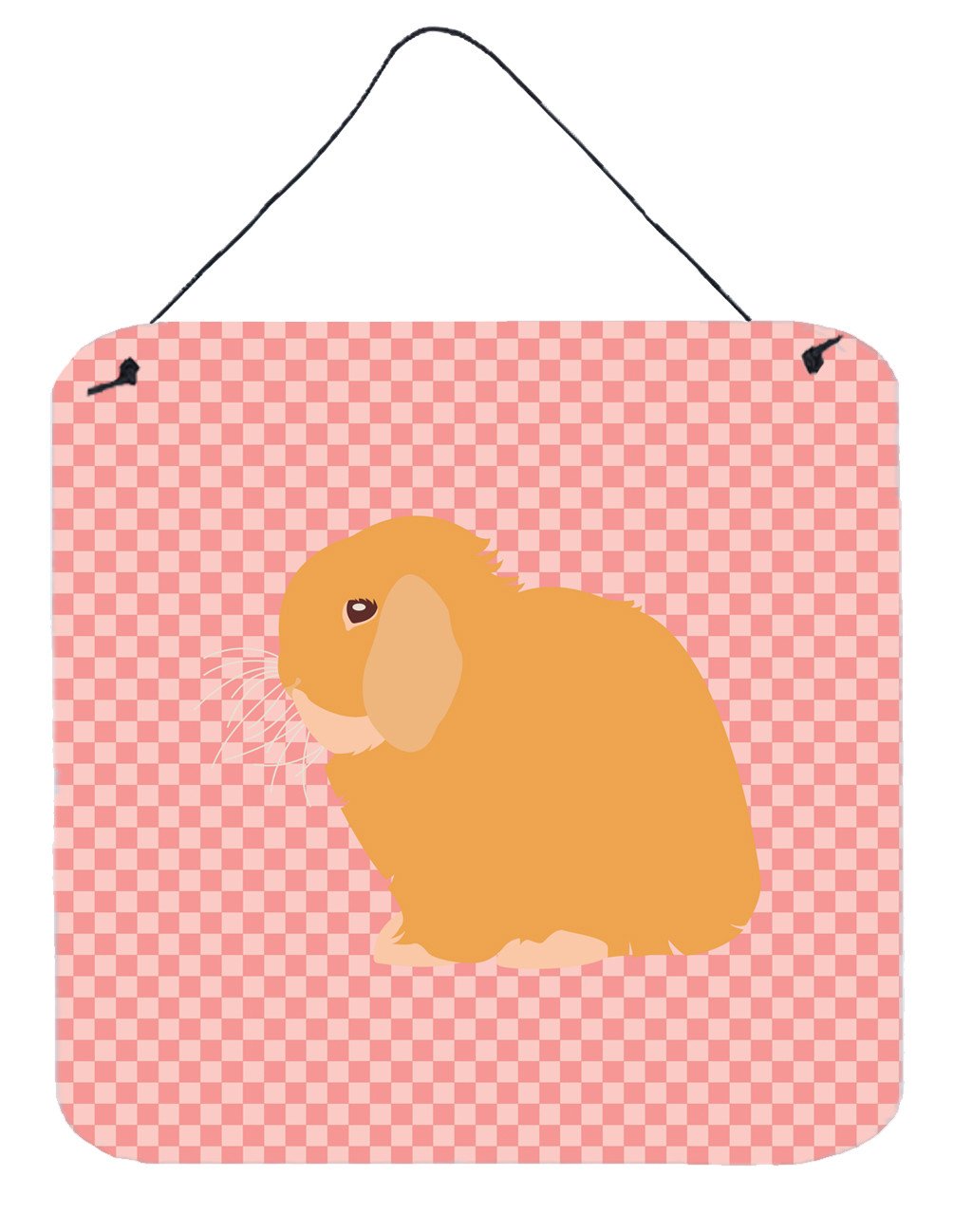Holland Lop Rabbit Pink Check Wall or Door Hanging Prints BB7968DS66 by Caroline&#39;s Treasures