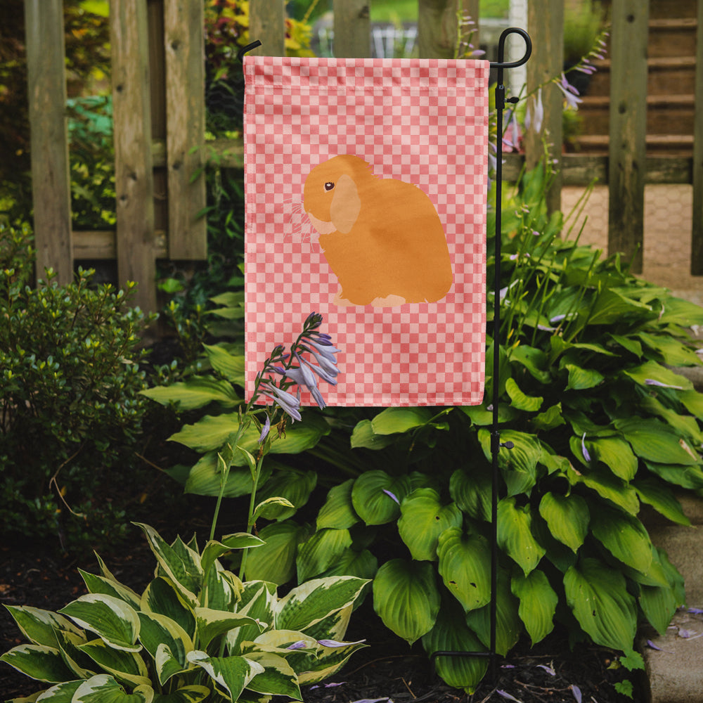 Holland Lop Rabbit Pink Check Flag Garden Size BB7968GF  the-store.com.