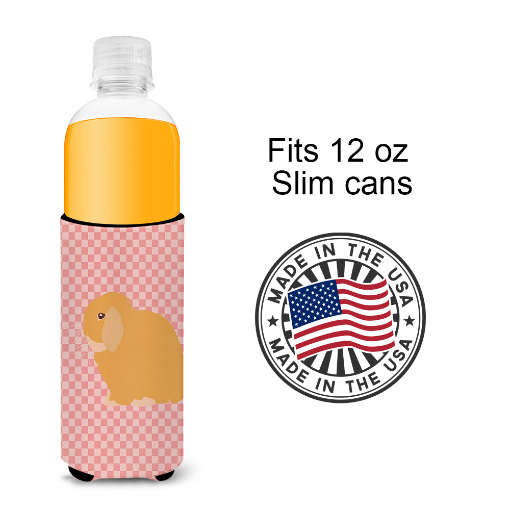 Holland Lop Rabbit Pink Check  Ultra Hugger for slim cans  the-store.com.