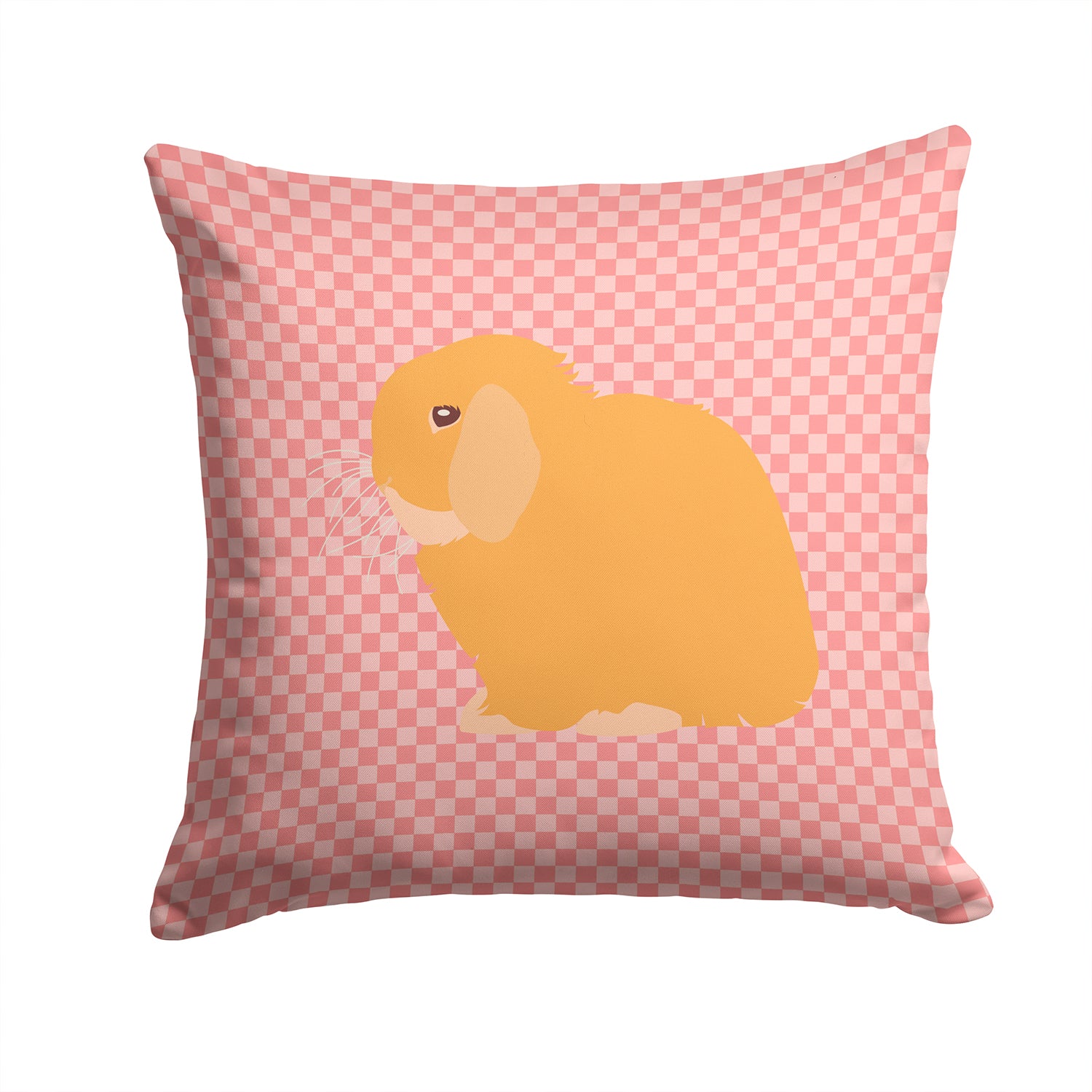 Holland Lop Rabbit Pink Check Fabric Decorative Pillow BB7968PW1414 - the-store.com