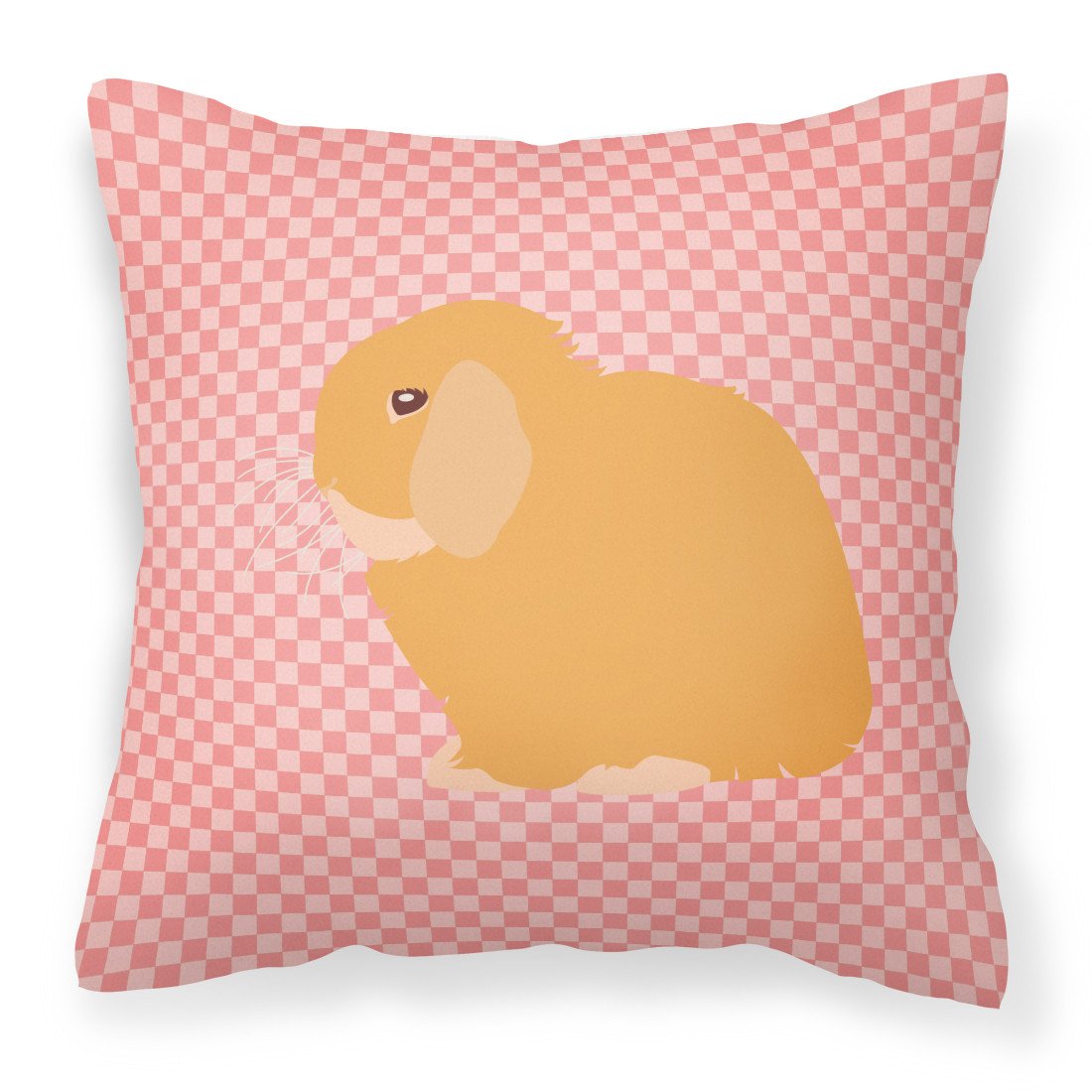 Holland Lop Rabbit Pink Check Fabric Decorative Pillow BB7968PW1818 by Caroline's Treasures