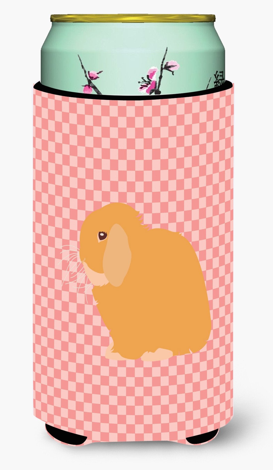 Holland Lop Rabbit Pink Check Tall Boy Beverage Insulator Hugger BB7968TBC by Caroline's Treasures