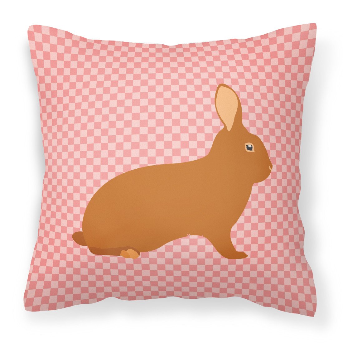 Rex Rabbit Pink Check Fabric Decorative Pillow BB7969PW1818 by Caroline&#39;s Treasures