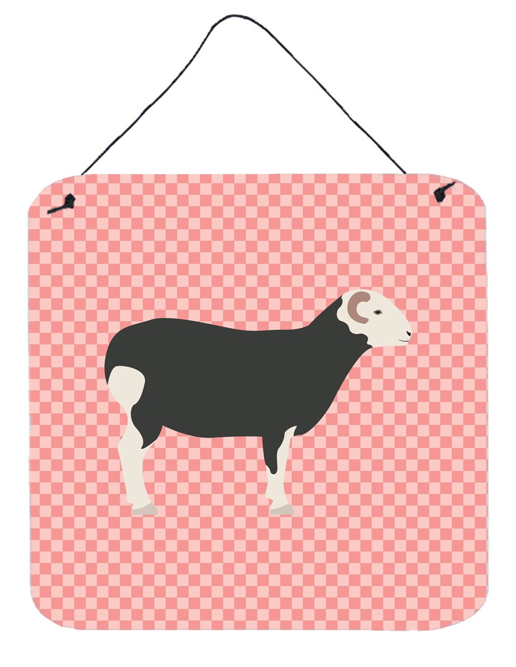 Herwick Sheep Pink Check Wall or Door Hanging Prints BB7970DS66 by Caroline's Treasures