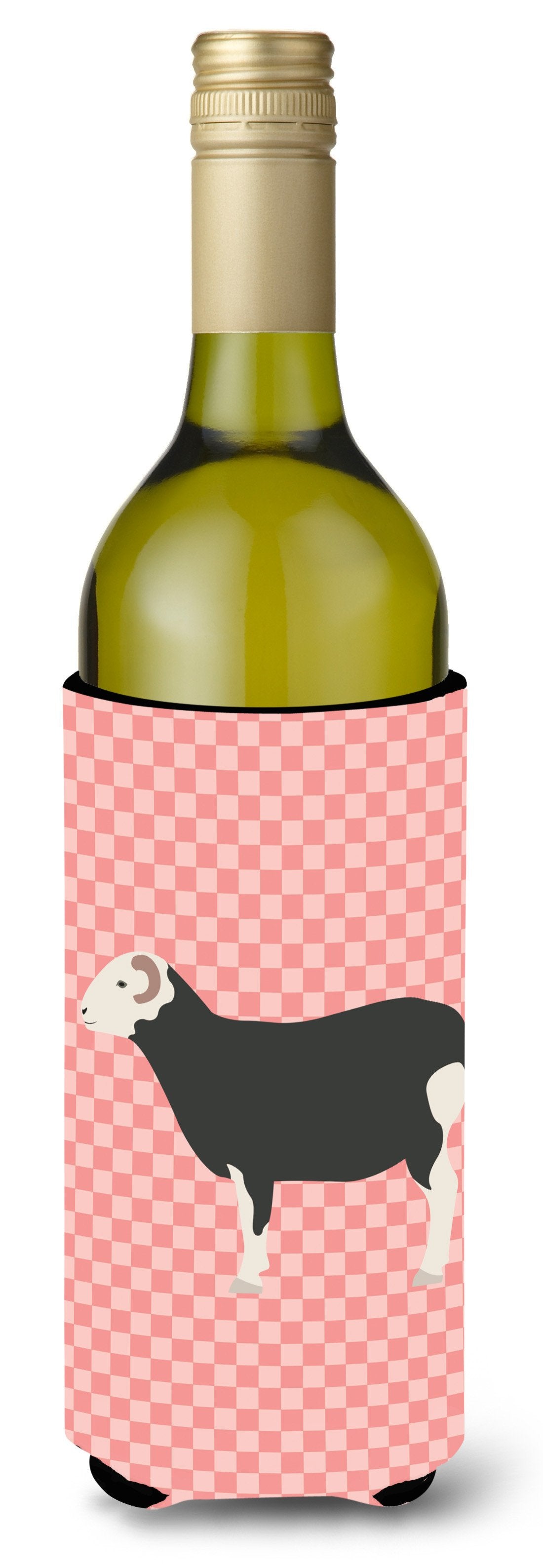Herwick Sheep Pink Check Wine Bottle Beverge Insulator Hugger BB7970LITERK by Caroline&#39;s Treasures