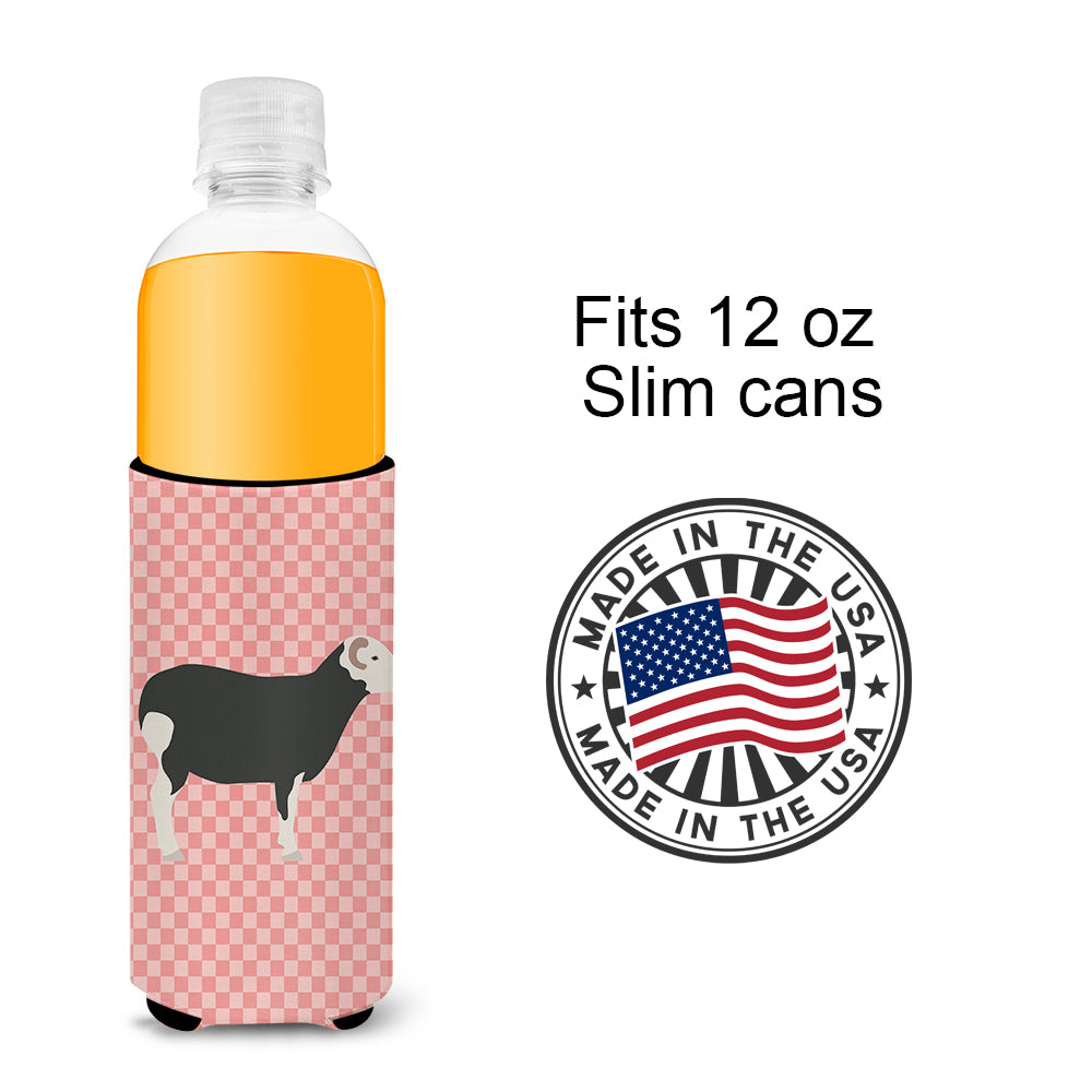 Herwick Sheep Pink Check  Ultra Hugger for slim cans