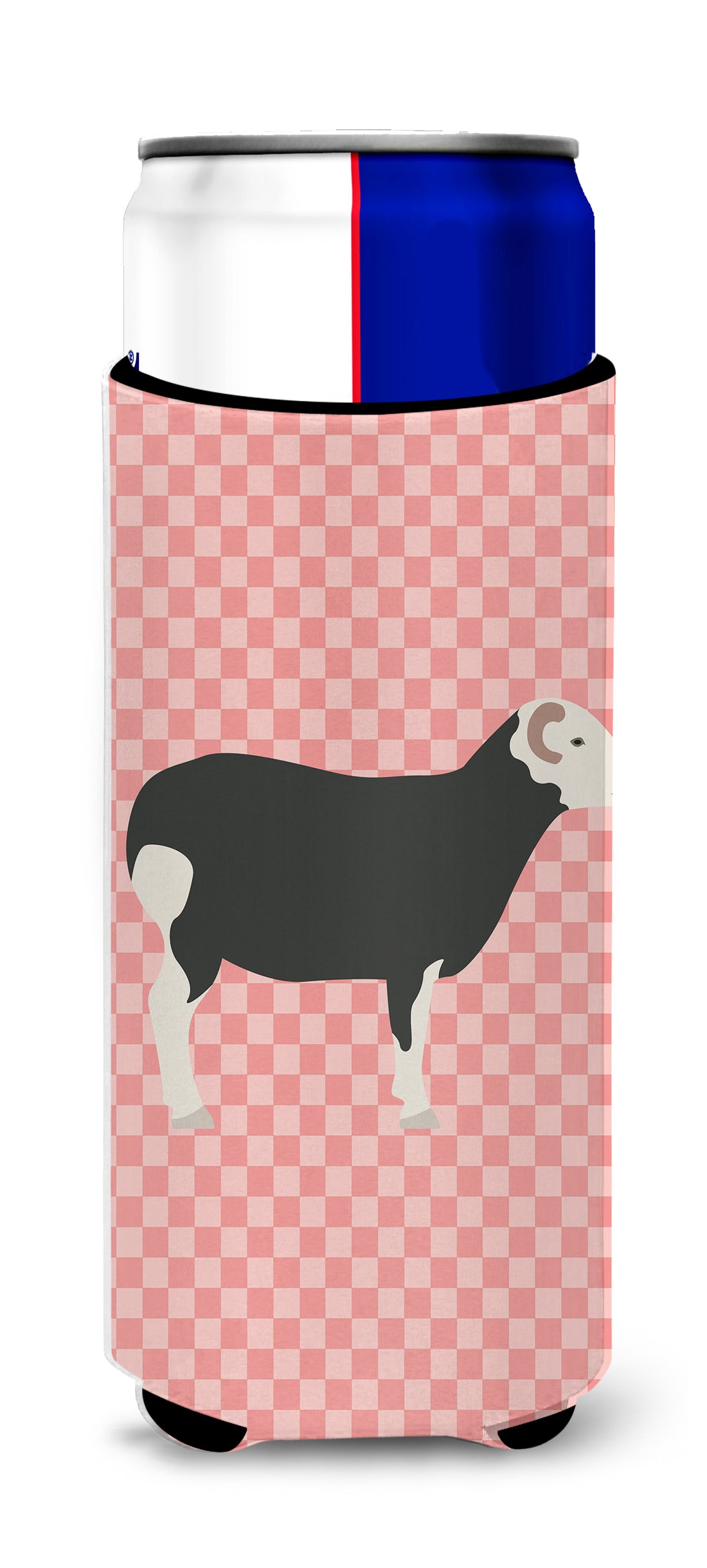 Herwick Sheep Pink Check  Ultra Hugger for slim cans  the-store.com.