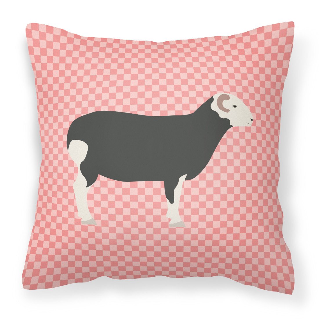 Herwick Sheep Pink Check Fabric Decorative Pillow BB7970PW1818 by Caroline&#39;s Treasures