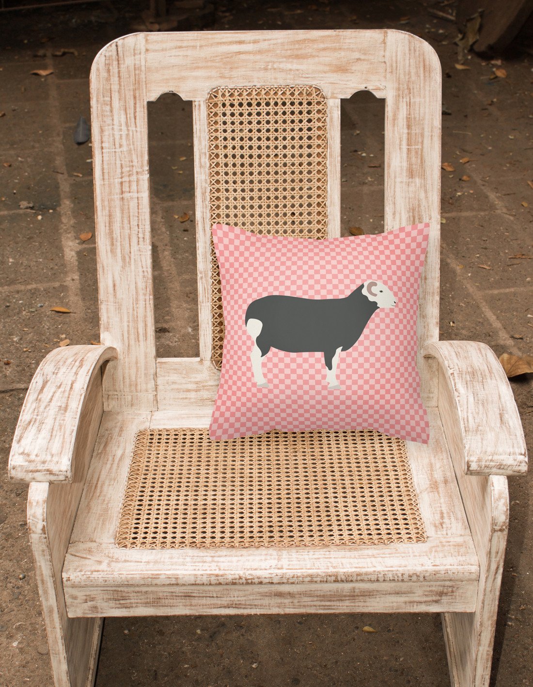 Herwick Sheep Pink Check Fabric Decorative Pillow BB7970PW1818 by Caroline's Treasures