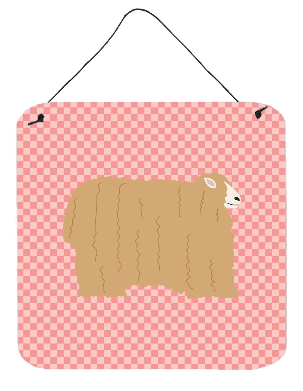 Lincoln Longwool Sheep Pink Check Wall or Door Hanging Prints BB7971DS66 by Caroline's Treasures