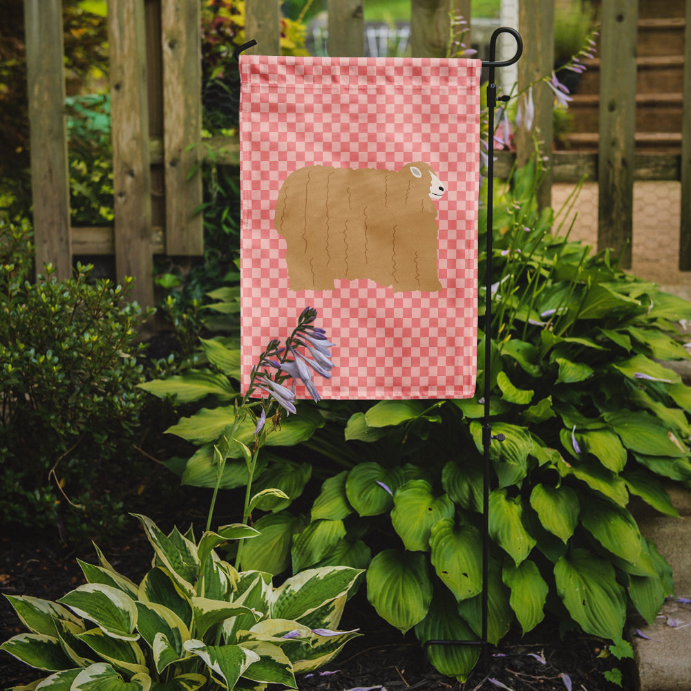 Lincoln Longwool Sheep Pink Check Flag Garden Size  the-store.com.