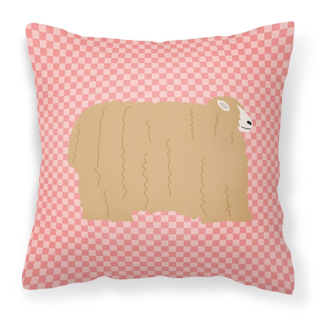 Lincoln Longwool Sheep Pink Check Fabric Decorative Pillow BB7971PW1818 by Caroline's Treasures