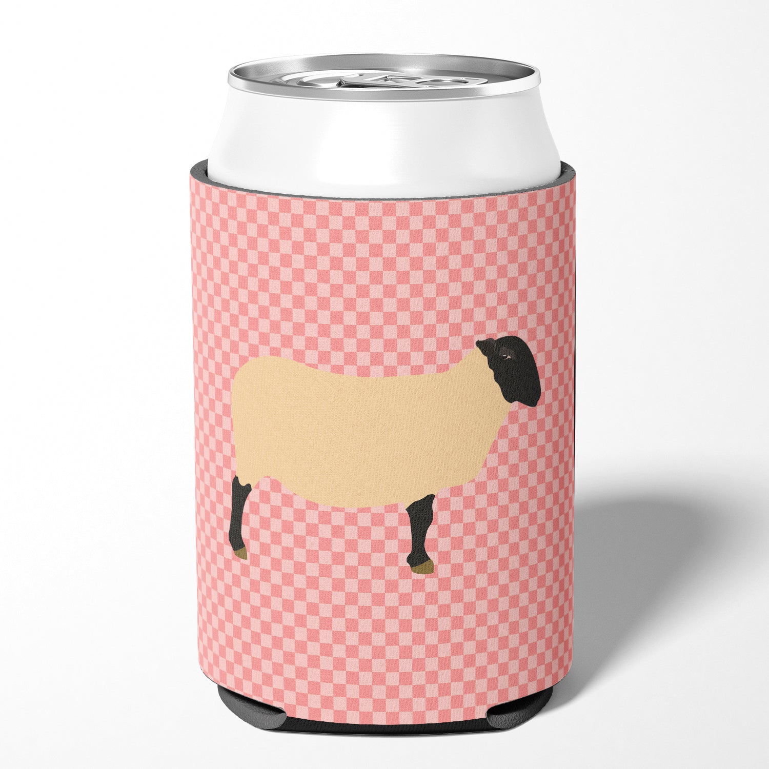 Suffolk Sheep Pink Check Can or Bottle Hugger BB7972CC  the-store.com.