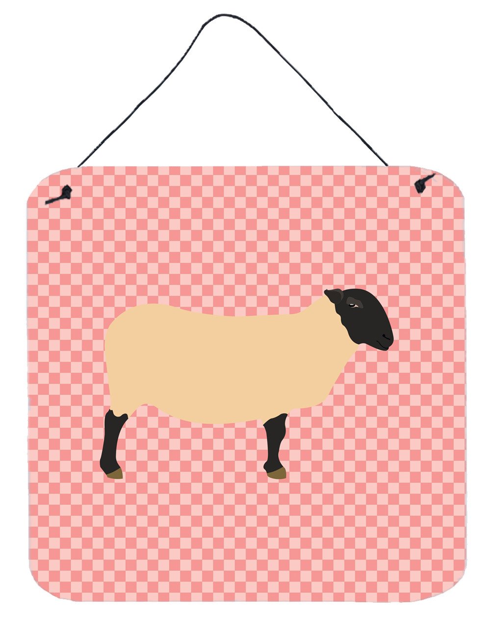 Suffolk Sheep Pink Check Wall or Door Hanging Prints BB7972DS66 by Caroline&#39;s Treasures