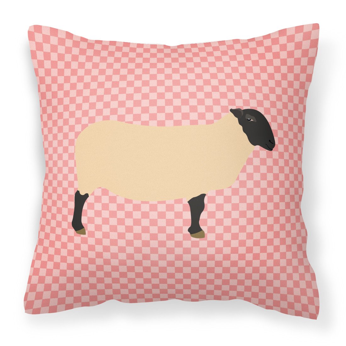 Suffolk Sheep Pink Check Fabric Decorative Pillow BB7972PW1818 by Caroline&#39;s Treasures