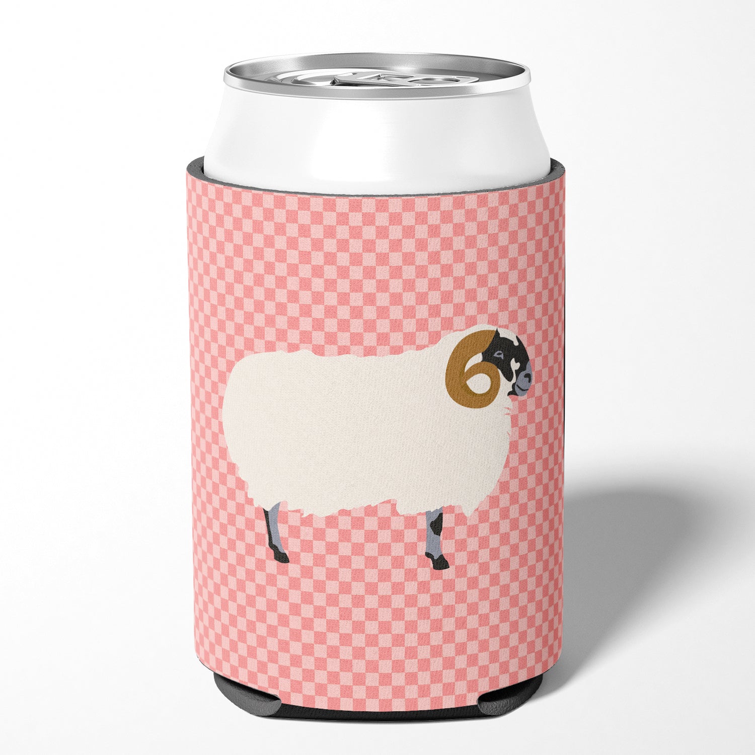 Scottish Blackface Sheep Pink Check Can or Bottle Hugger BB7973CC