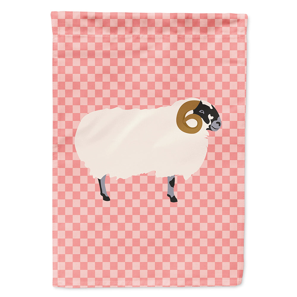 Scottish Blackface Sheep Pink Check Flag Canvas House Size BB7973CHF