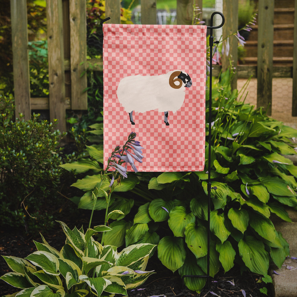 Caroline's Treasures Scottish Blackface Sheep Pink Check Garden Flag - Outdoor Decorative Yard Flag
