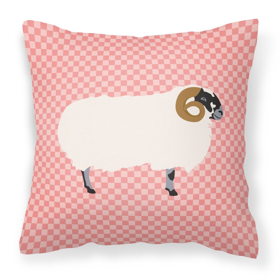 Scottish Blackface Sheep Pink Check Fabric Decorative Pillow BB7973PW1818 by Caroline's Treasures