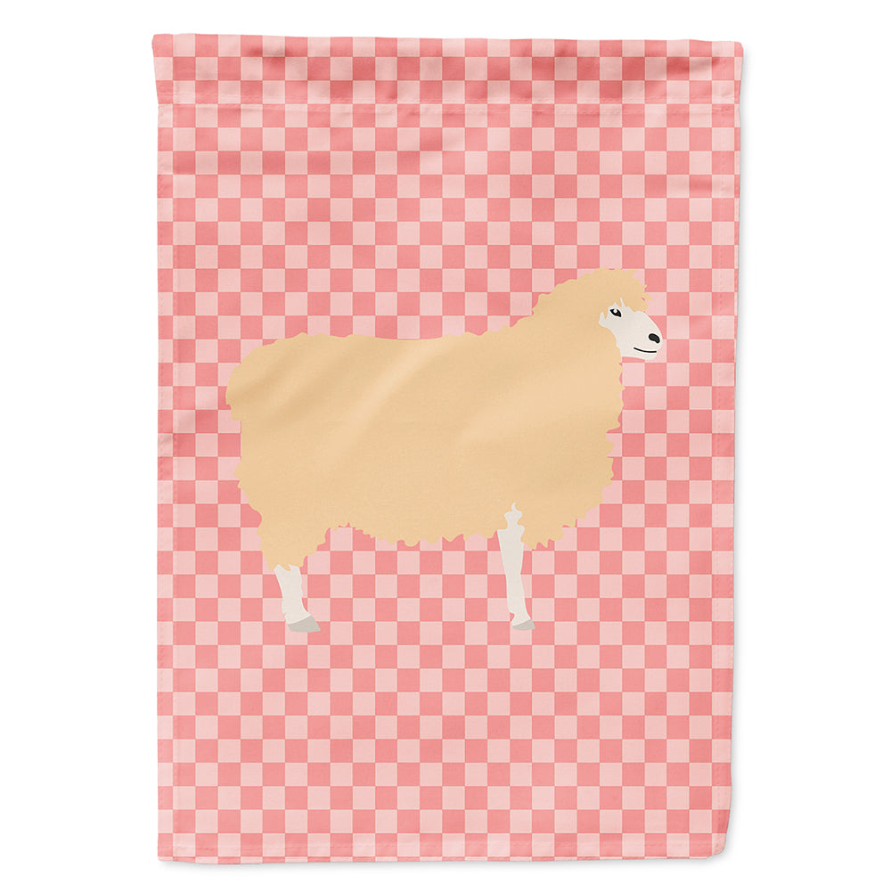 English Leicester Longwool Sheep Pink Check Flag Canvas House Size BB7974CHF  the-store.com.