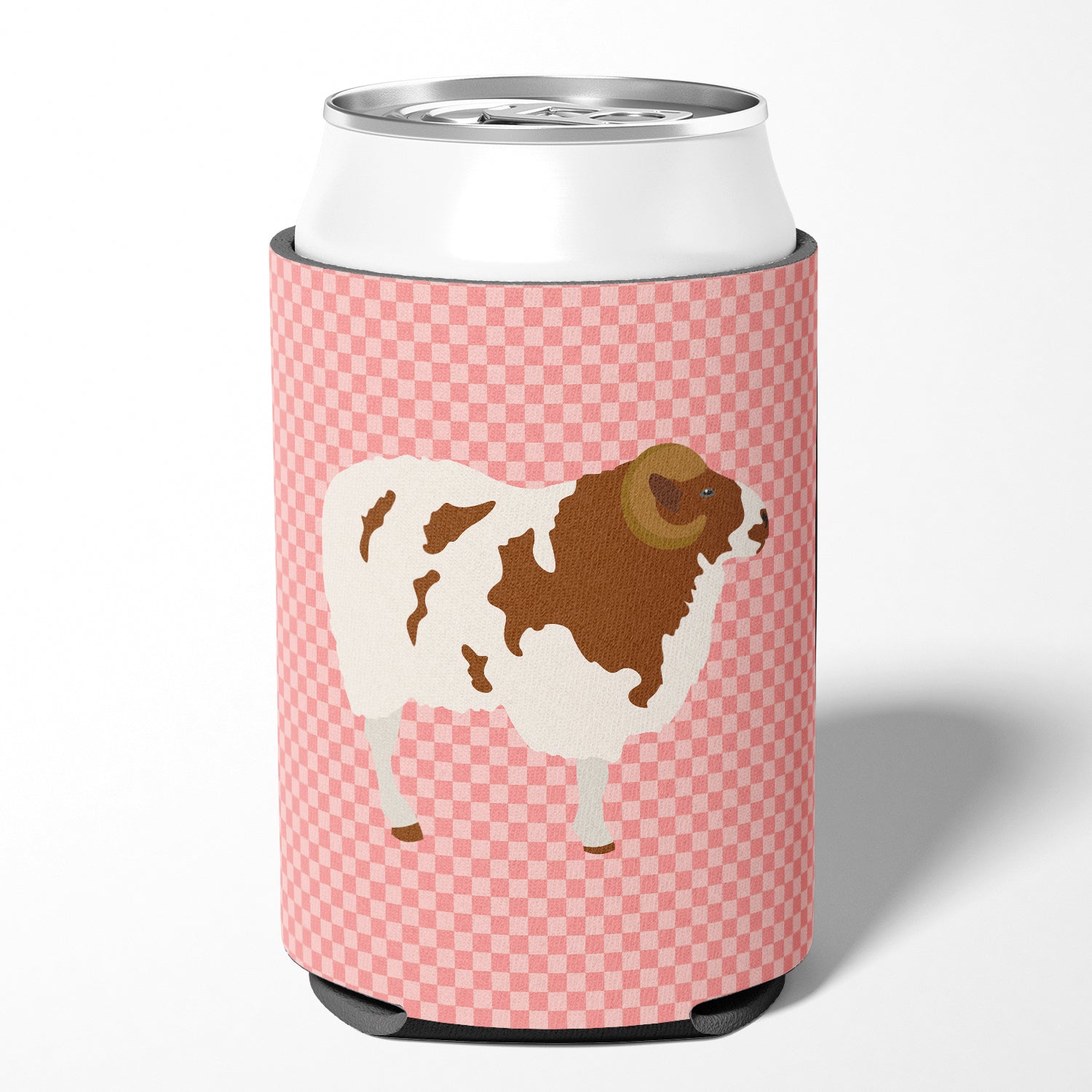 Jacob Sheep Pink Check Can or Bottle Hugger BB7975CC  the-store.com.