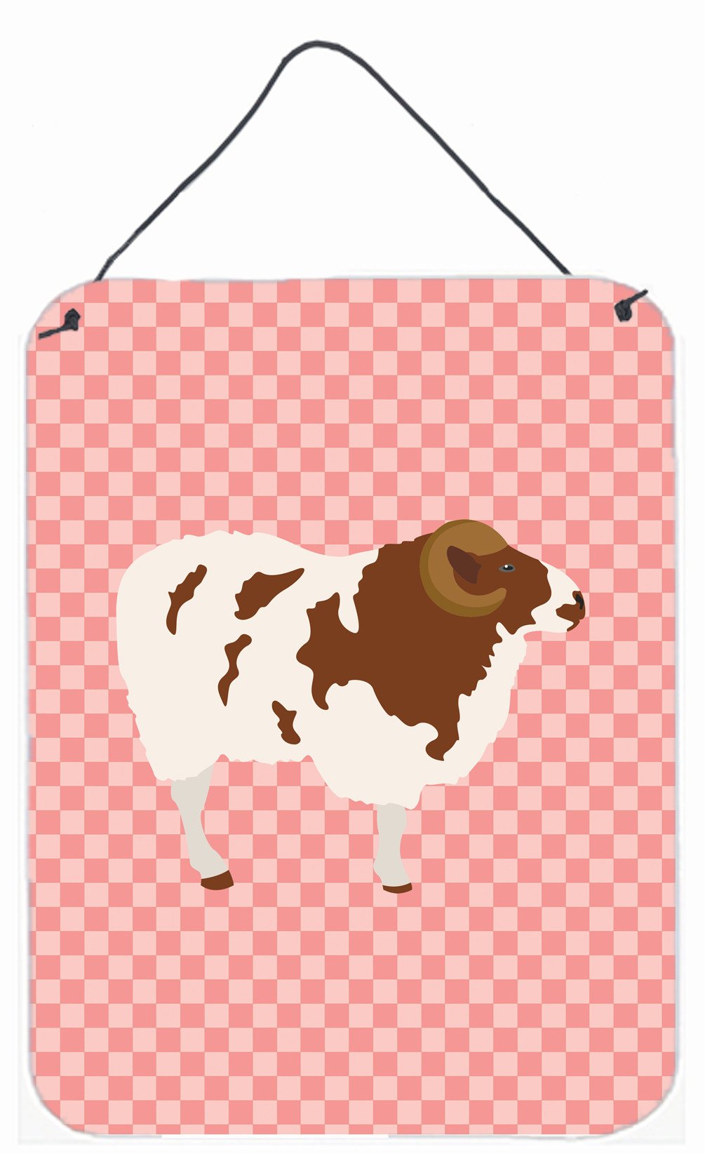 Jacob Sheep Pink Check Wall or Door Hanging Prints BB7975DS1216 by Caroline&#39;s Treasures