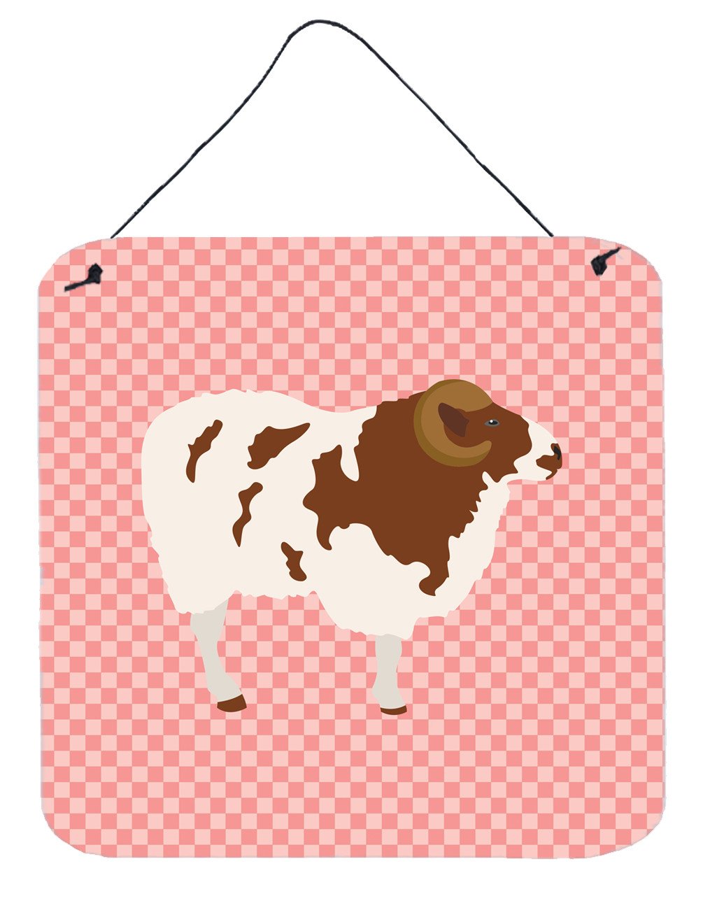Jacob Sheep Pink Check Wall or Door Hanging Prints BB7975DS66 by Caroline&#39;s Treasures