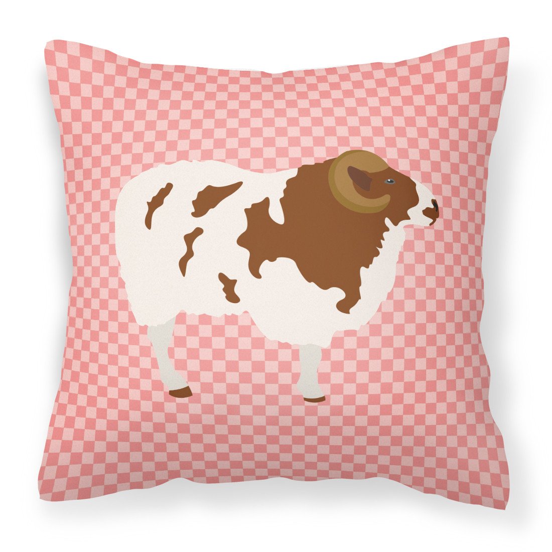 Jacob Sheep Pink Check Fabric Decorative Pillow BB7975PW1818 by Caroline&#39;s Treasures