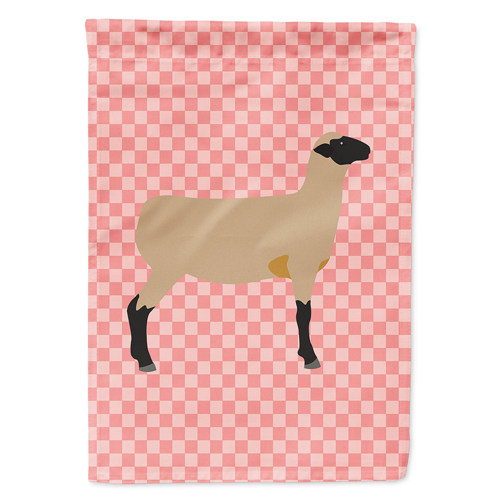 Hampshire Down Sheep Pink Check Flag Canvas House Size BB7976CHF
