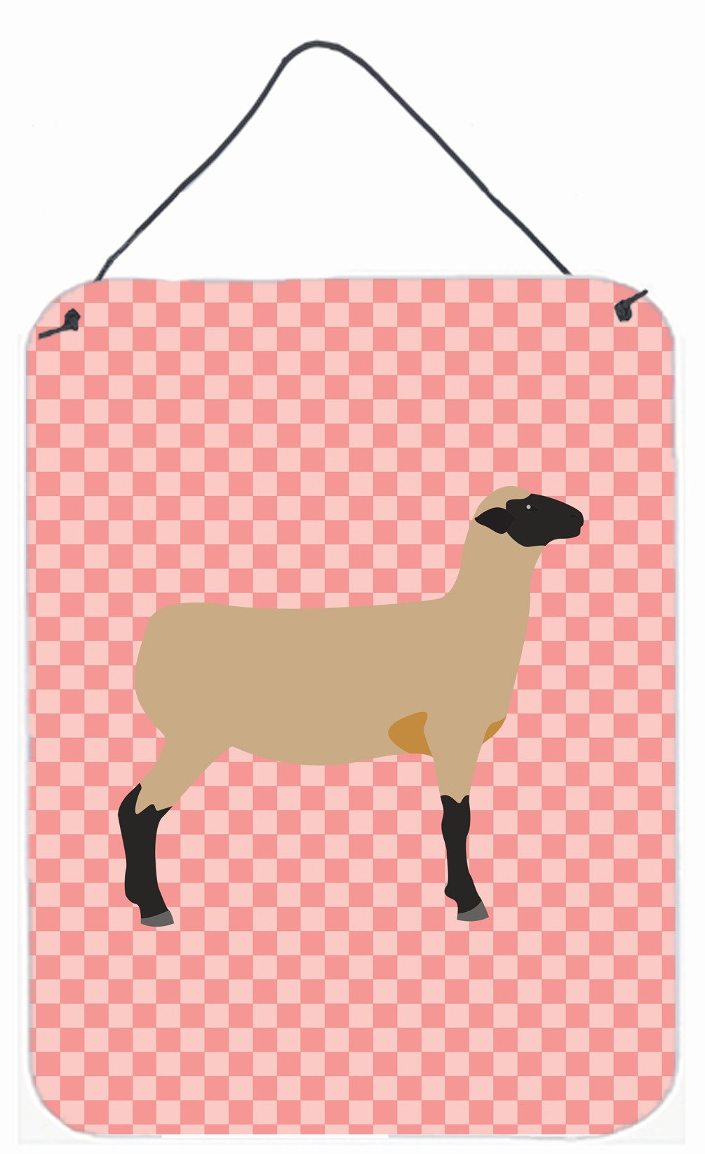 Hampshire Down Sheep Pink Check Wall or Door Hanging Prints BB7976DS1216 by Caroline&#39;s Treasures