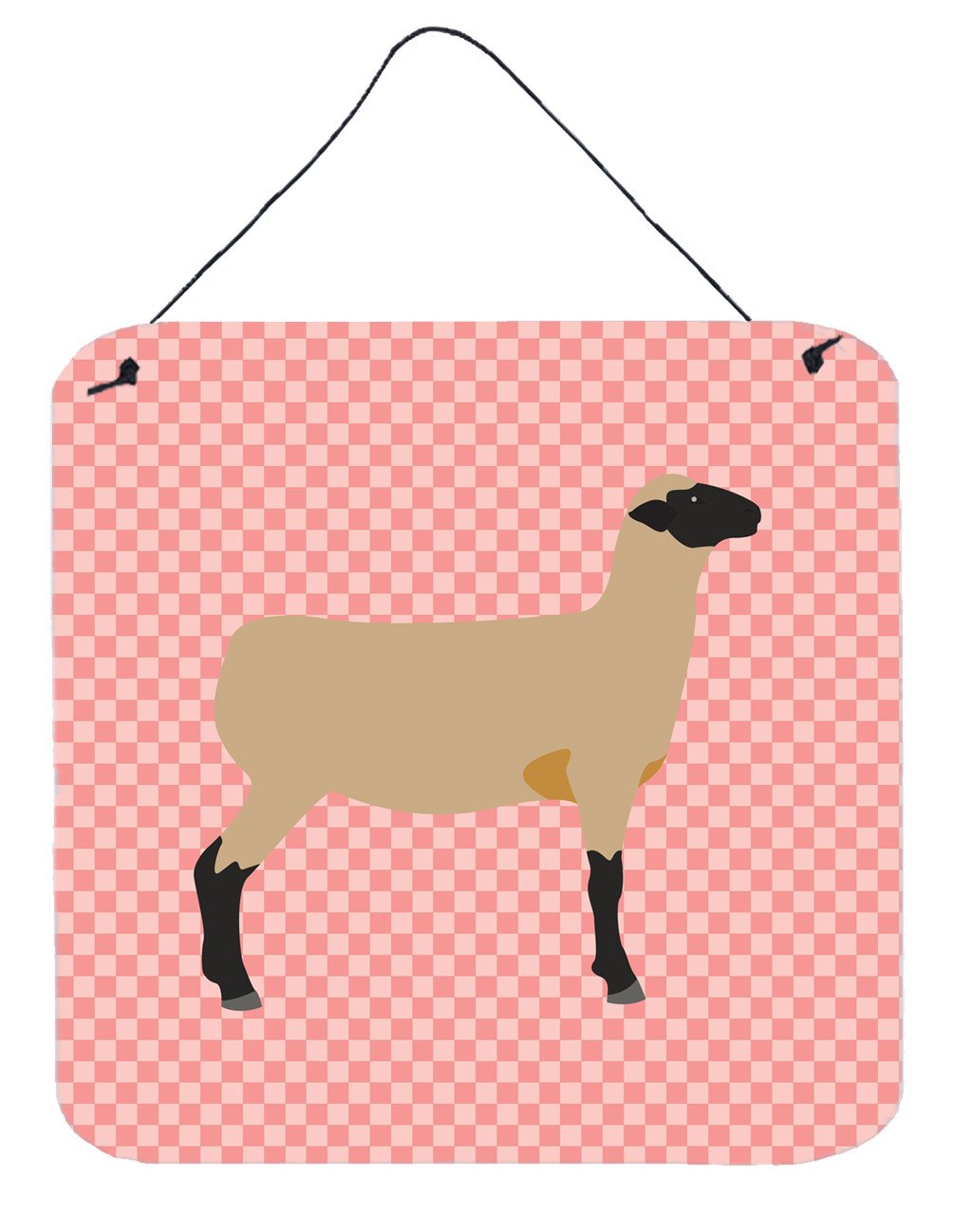 Hampshire Down Sheep Pink Check Wall or Door Hanging Prints BB7976DS66 by Caroline&#39;s Treasures