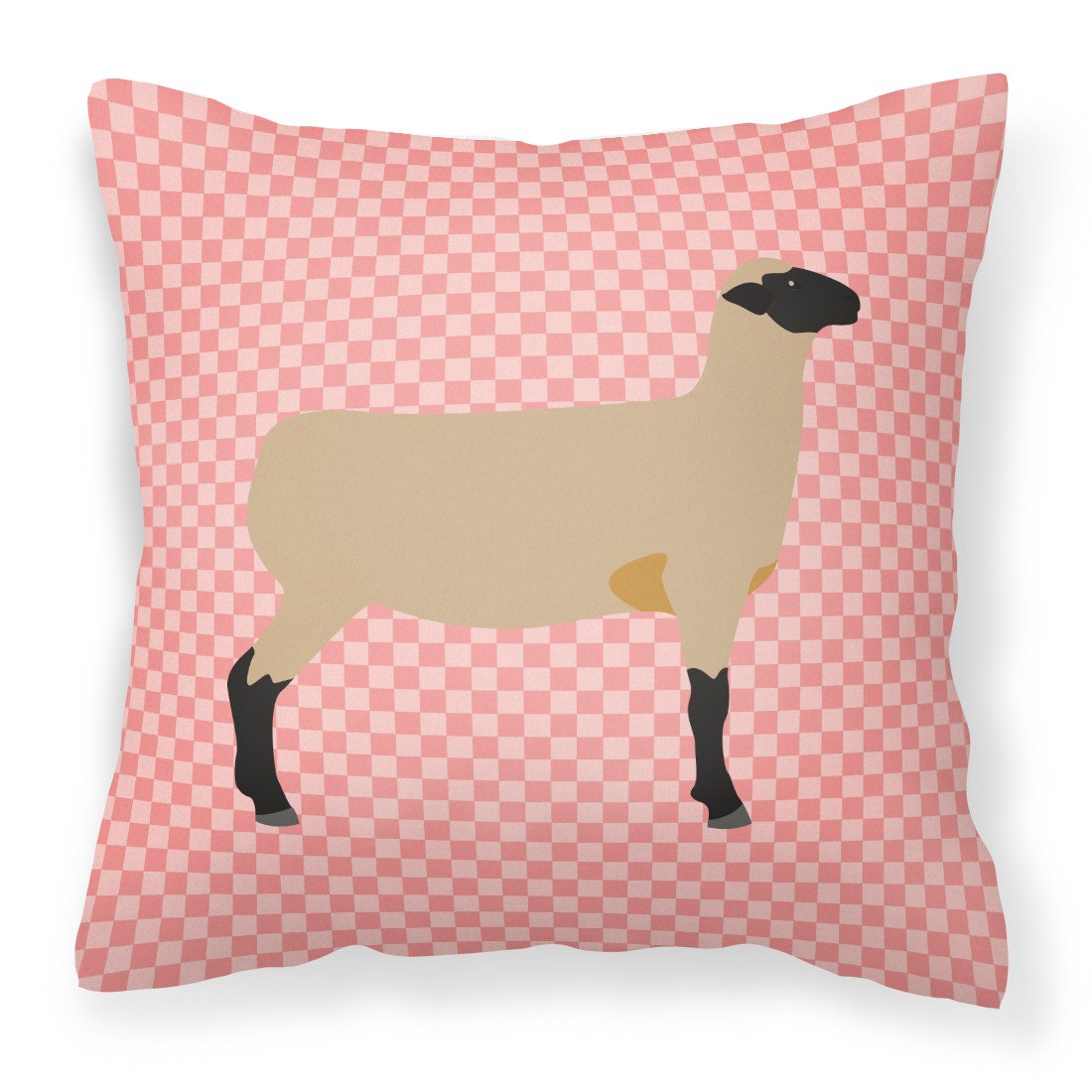 Hampshire Down Sheep Pink Check Fabric Decorative Pillow BB7976PW1818 by Caroline&#39;s Treasures