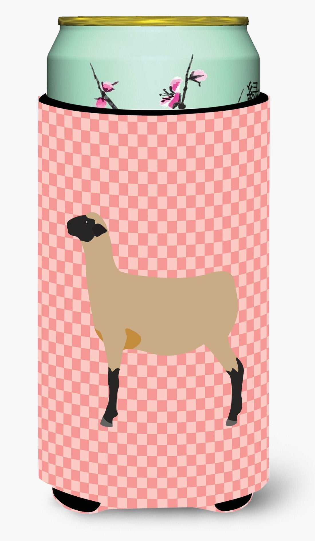 Hampshire Down Sheep Pink Check Tall Boy Beverage Insulator Hugger BB7976TBC by Caroline&#39;s Treasures