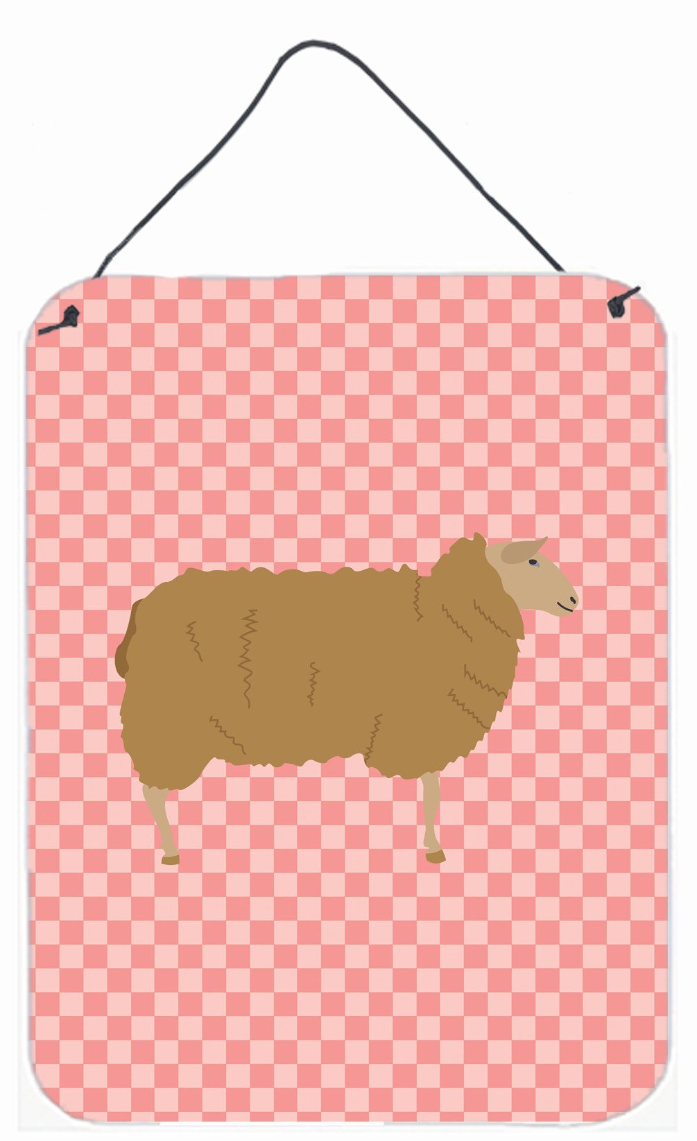 East Friesian Sheep Pink Check Wall or Door Hanging Prints BB7977DS1216 by Caroline&#39;s Treasures