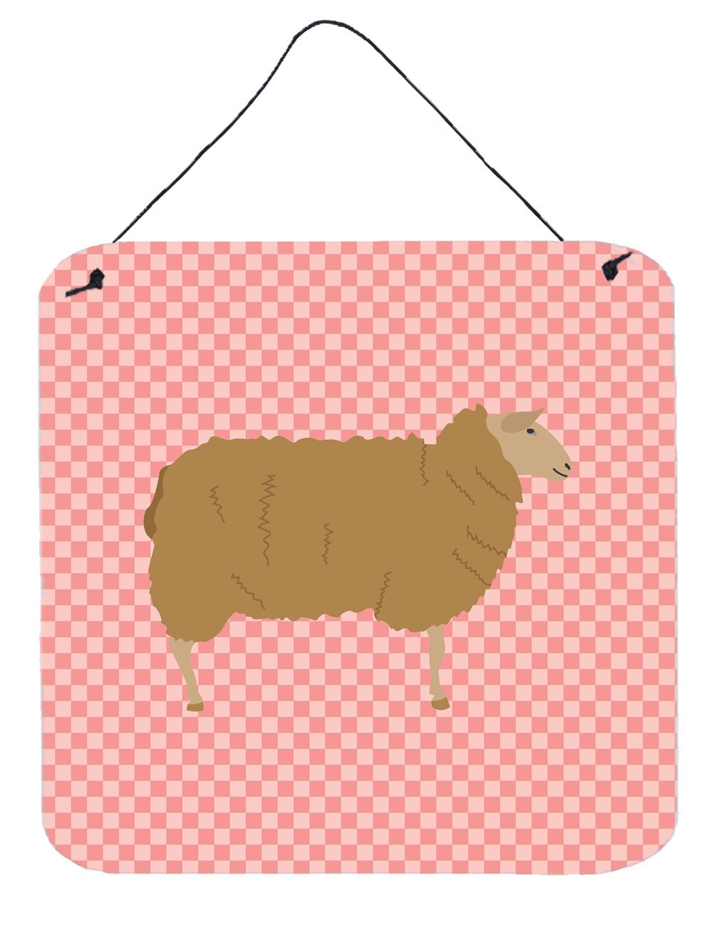 East Friesian Sheep Pink Check Wall or Door Hanging Prints BB7977DS66 by Caroline&#39;s Treasures