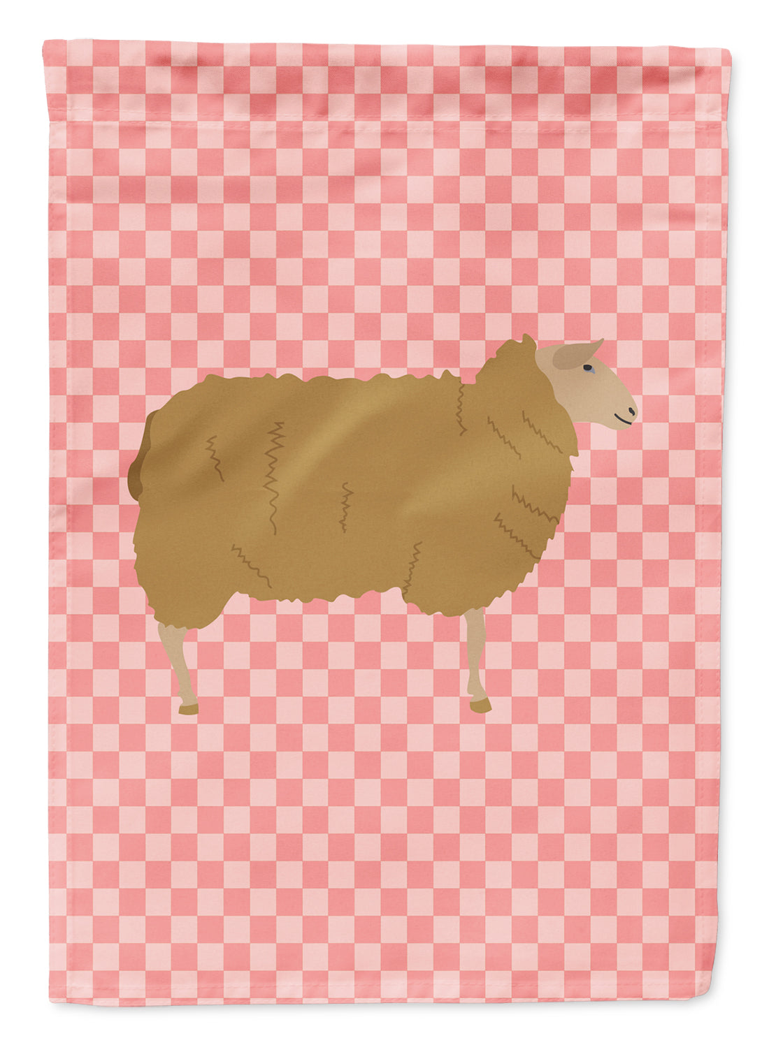 East Friesian Sheep Pink Check Flag Garden Size  the-store.com.