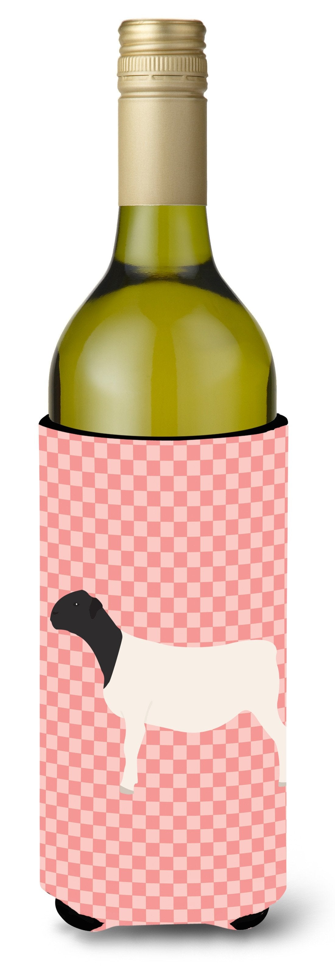 Dorper Sheep Pink Check Wine Bottle Beverge Insulator Hugger BB7978LITERK by Caroline&#39;s Treasures