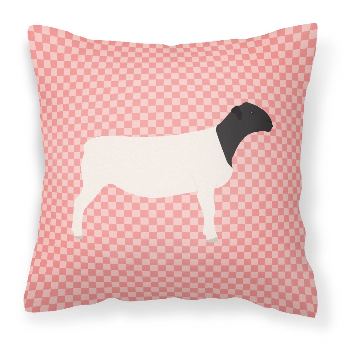 Dorper Sheep Pink Check Fabric Decorative Pillow BB7978PW1818 by Caroline&#39;s Treasures