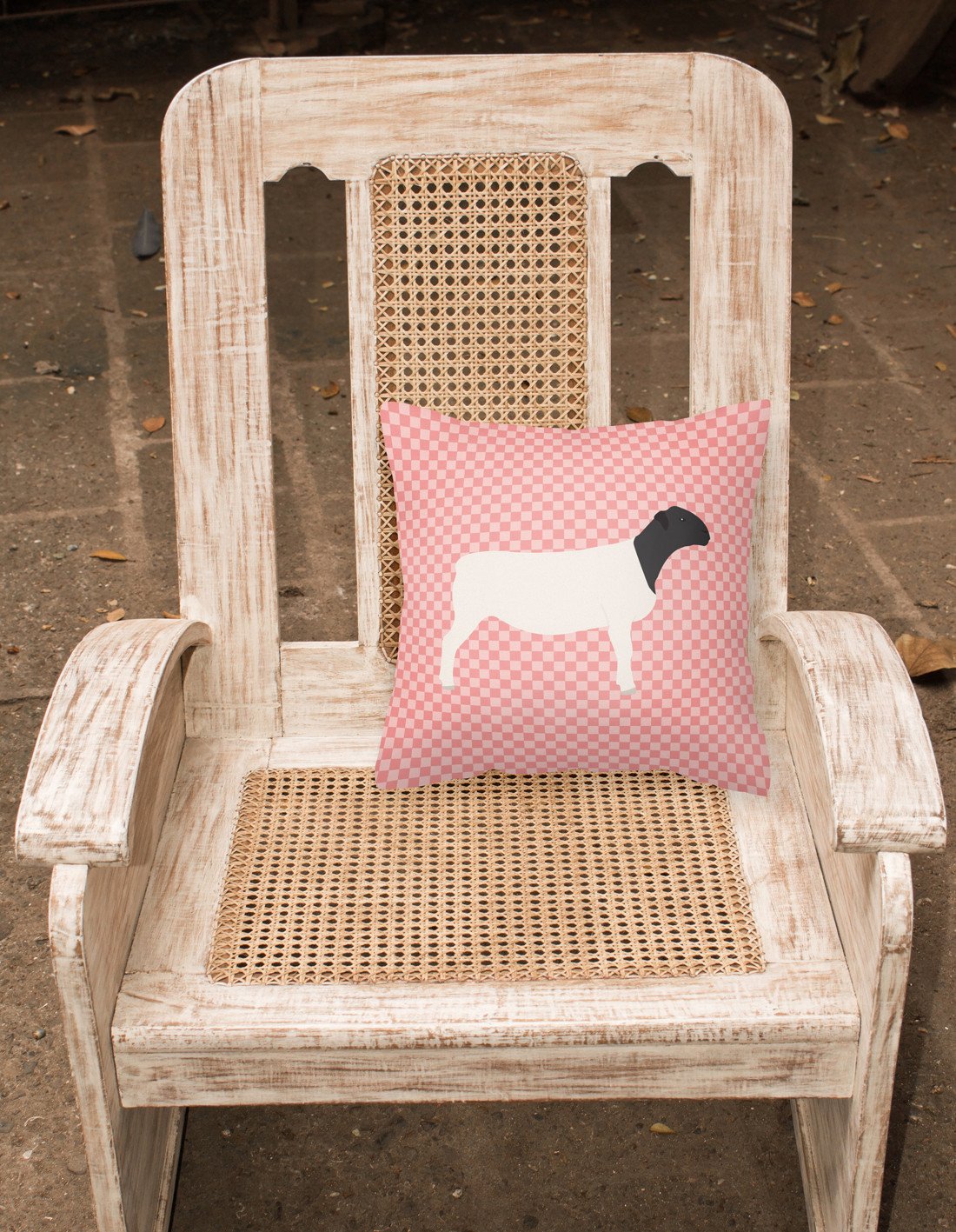 Dorper Sheep Pink Check Fabric Decorative Pillow BB7978PW1818 by Caroline's Treasures
