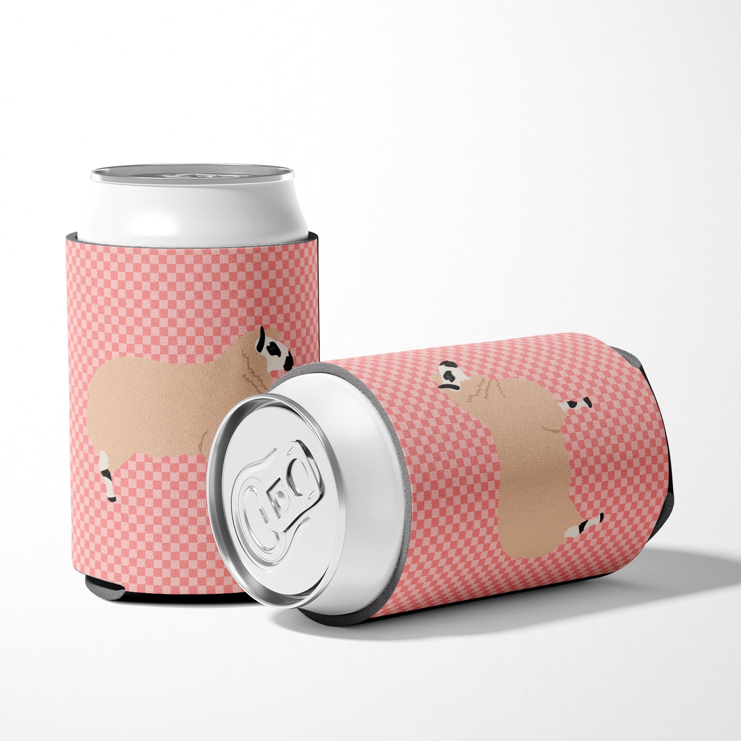 Kerry Hill Sheep Pink Check Can or Bottle Hugger BB7979CC