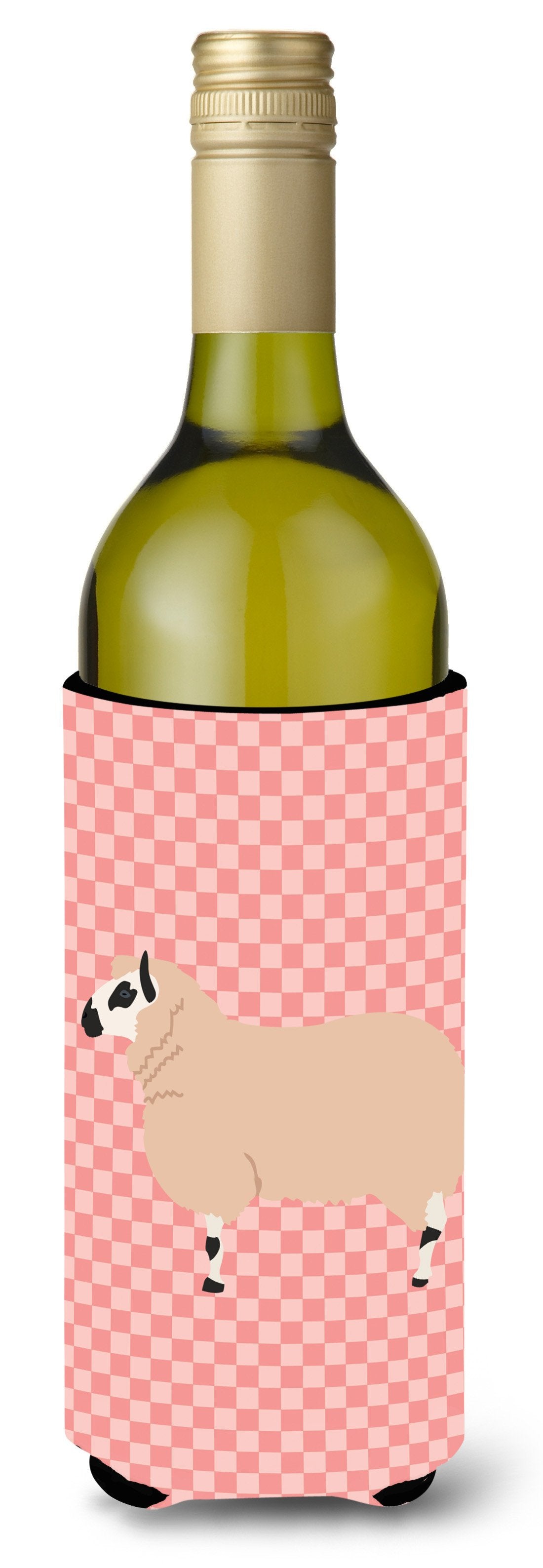 Kerry Hill Sheep Pink Check Wine Bottle Beverge Insulator Hugger BB7979LITERK by Caroline&#39;s Treasures