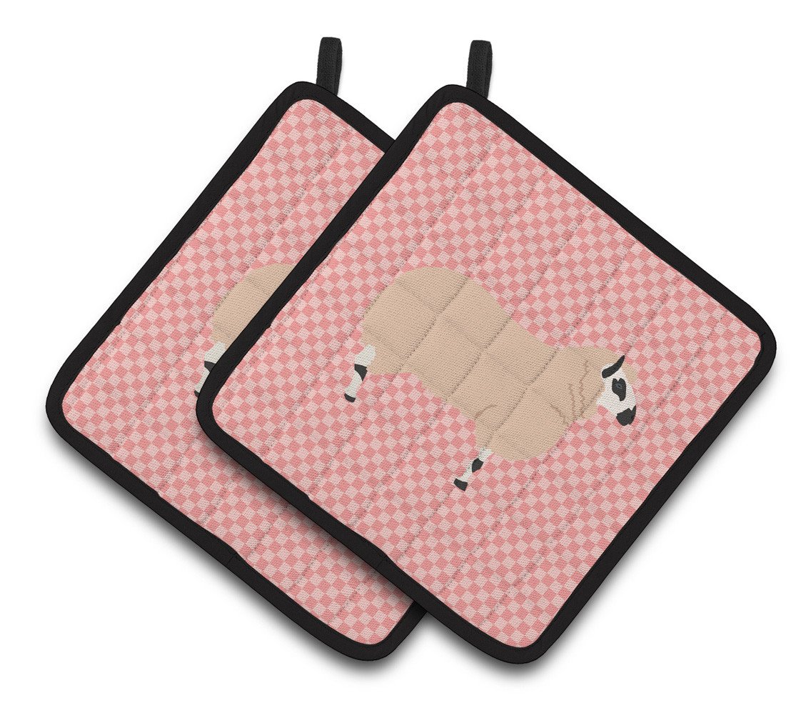 Kerry Hill Sheep Pink Check Pair of Pot Holders BB7979PTHD by Caroline&#39;s Treasures
