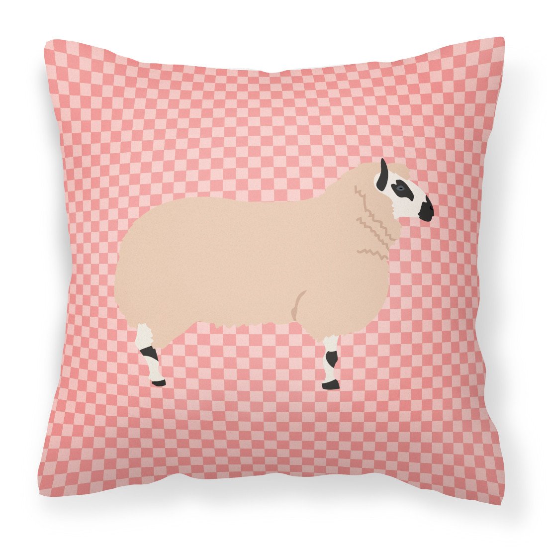 Kerry Hill Sheep Pink Check Fabric Decorative Pillow BB7979PW1818 by Caroline&#39;s Treasures