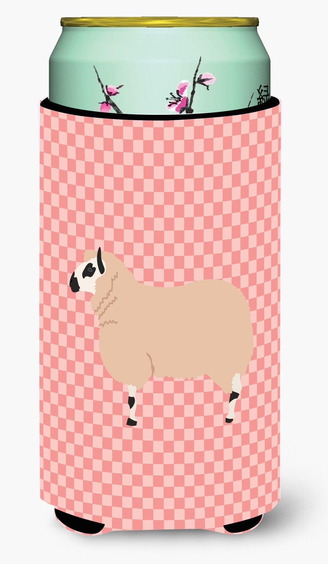 Kerry Hill Sheep Pink Check Tall Boy Beverage Insulator Hugger BB7979TBC by Caroline&#39;s Treasures