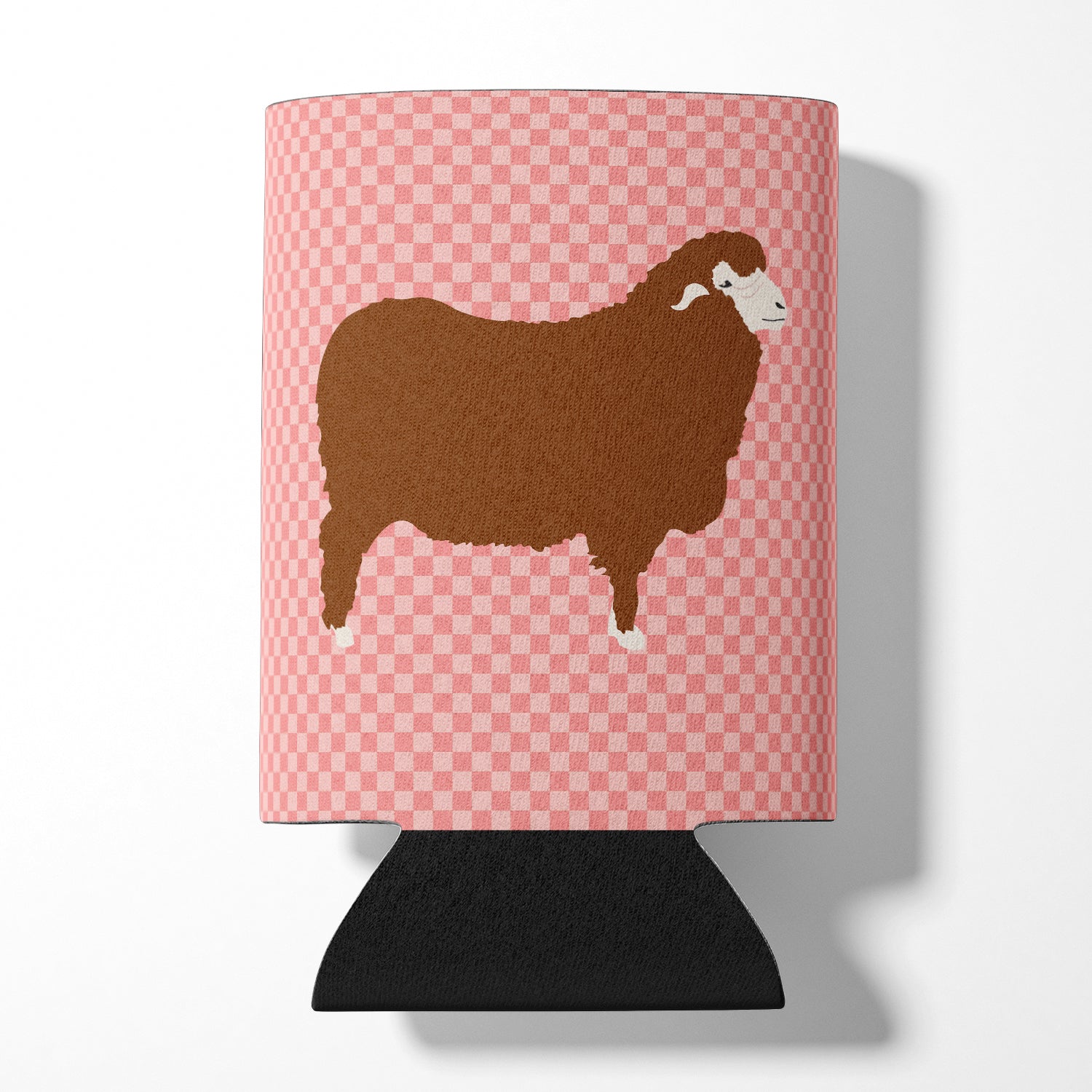 Merino Sheep Pink Check Can or Bottle Hugger BB7981CC