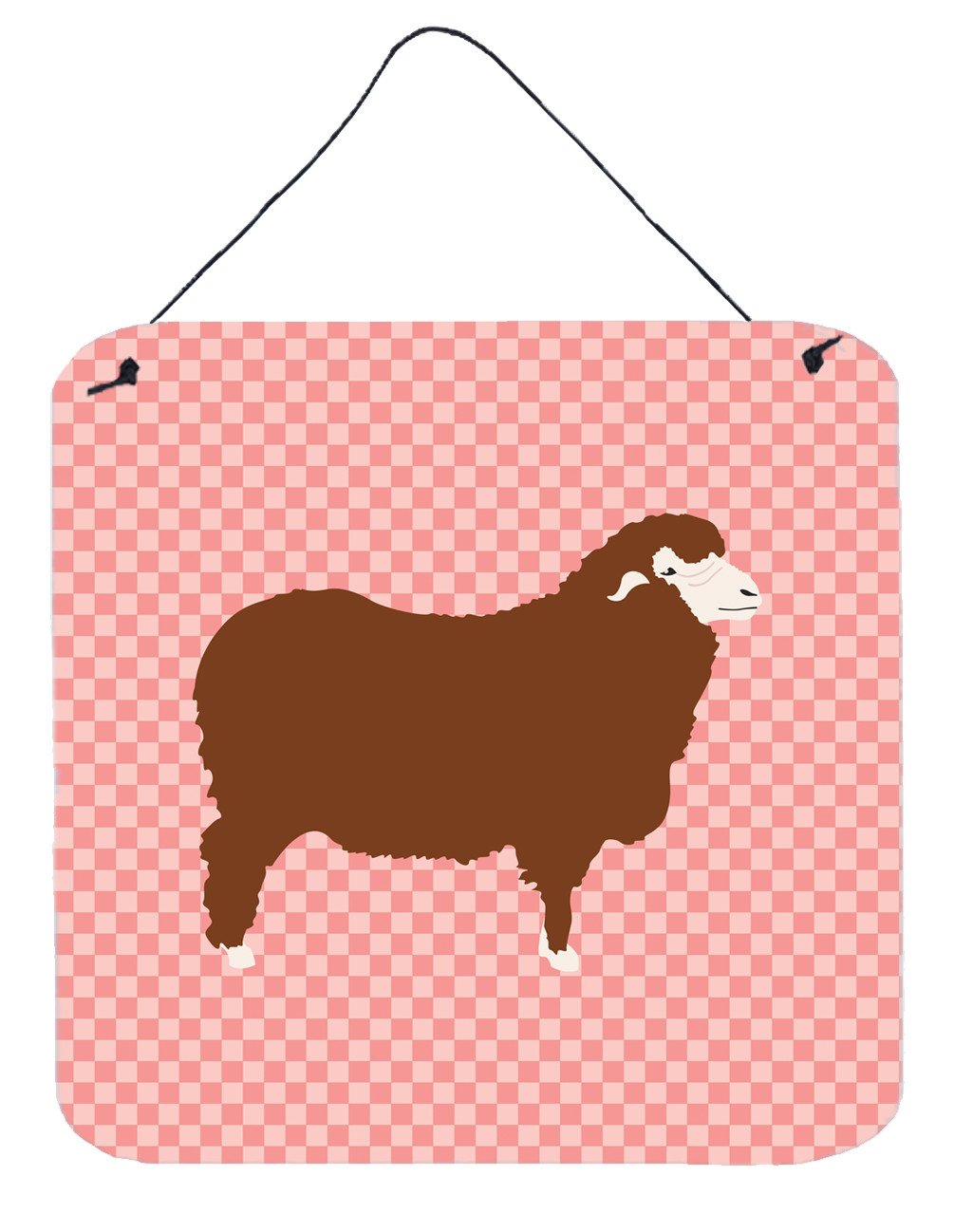 Merino Sheep Pink Check Wall or Door Hanging Prints BB7981DS66 by Caroline&#39;s Treasures