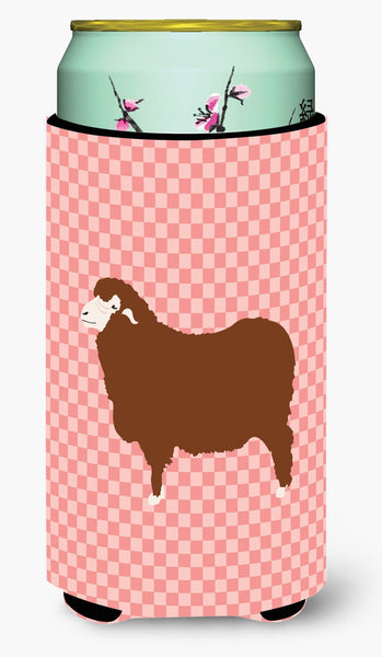 Merino Sheep Pink Check Tall Boy Beverage Insulator Hugger BB7981TBC by Caroline's Treasures
