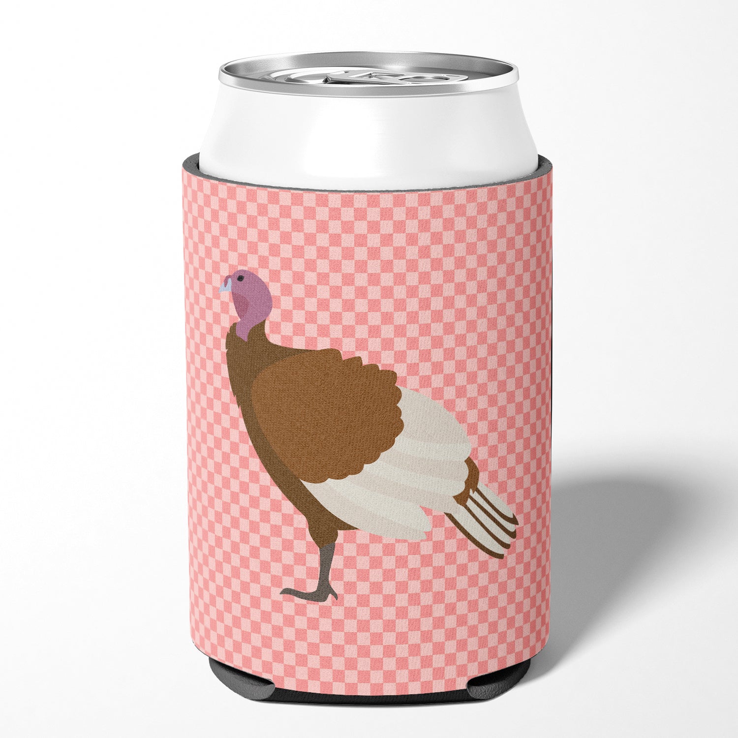 Bourbon Red Turkey Hen Pink Check Can or Bottle Hugger BB7982CC  the-store.com.