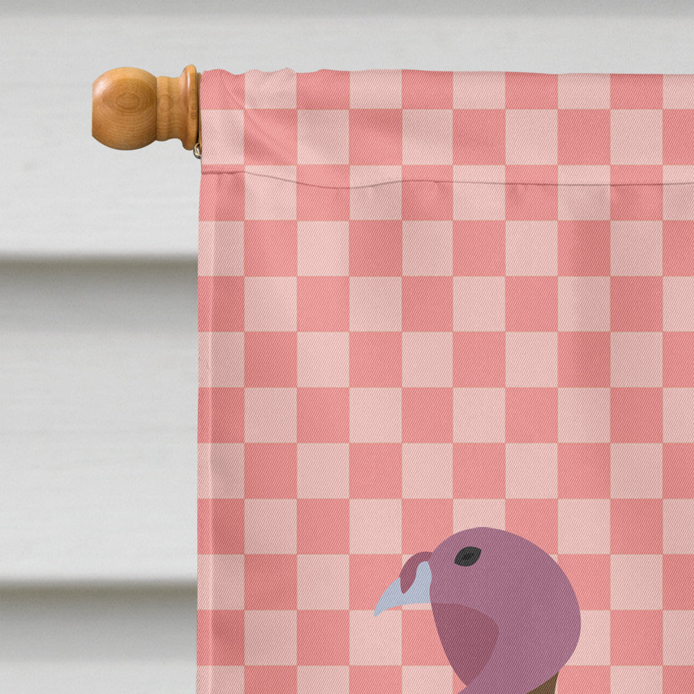 Bourbon Red Turkey Hen Pink Check Flag Canvas House Size BB7982CHF