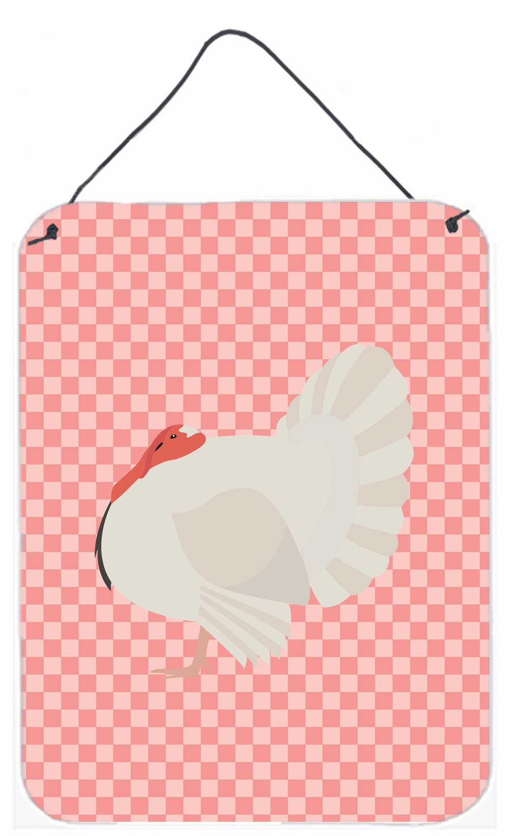 White Holland Turkey Pink Check Wall or Door Hanging Prints BB7983DS1216 by Caroline&#39;s Treasures